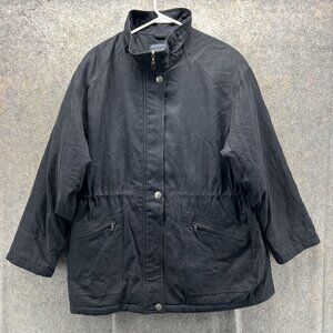 Pendleton Jacket Womens Large Black Canvas Full Zip Collared Pockets Lined